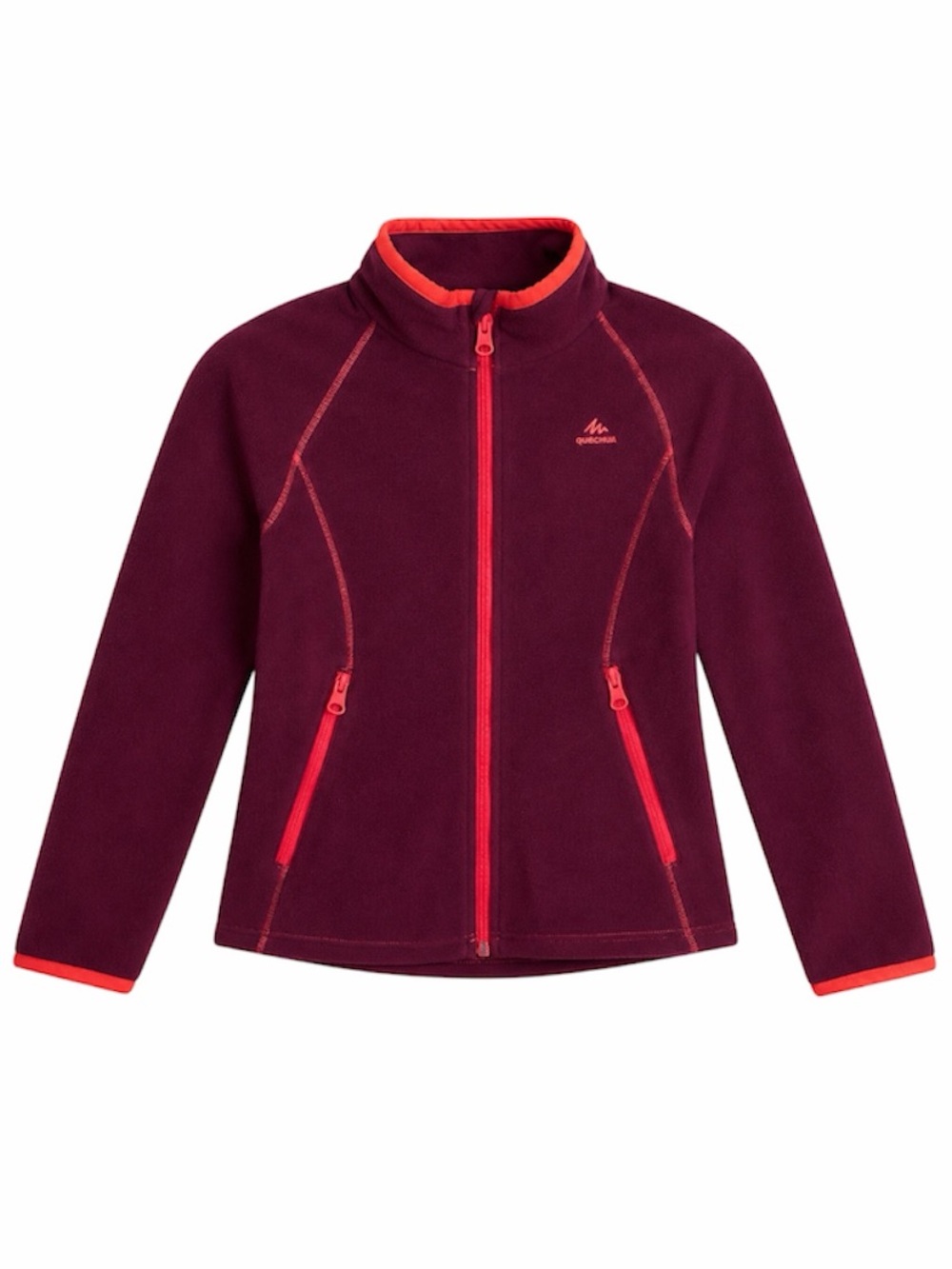 Decathlon Quechua Girls Full Zip Fleece Jacket 8-9 yrs Maroon Orange